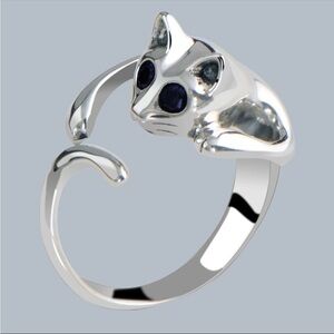 New Adorable 925 Sterling Silver Cat Ring
